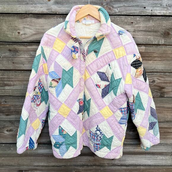Rare Vintage 70’s Hand Quilted Zip Up Jacket Size XL 23x29 - Picture 2 of 10